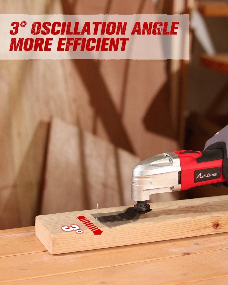 AVID POWER Oscillating Tool, 22000 OPM Electric Oscillating Multi Tool with 3°Oscillation Angle, Cutting, Sanding, Grinding, Scraping, 11 Accessories & Universal Interface-Red - Image 4